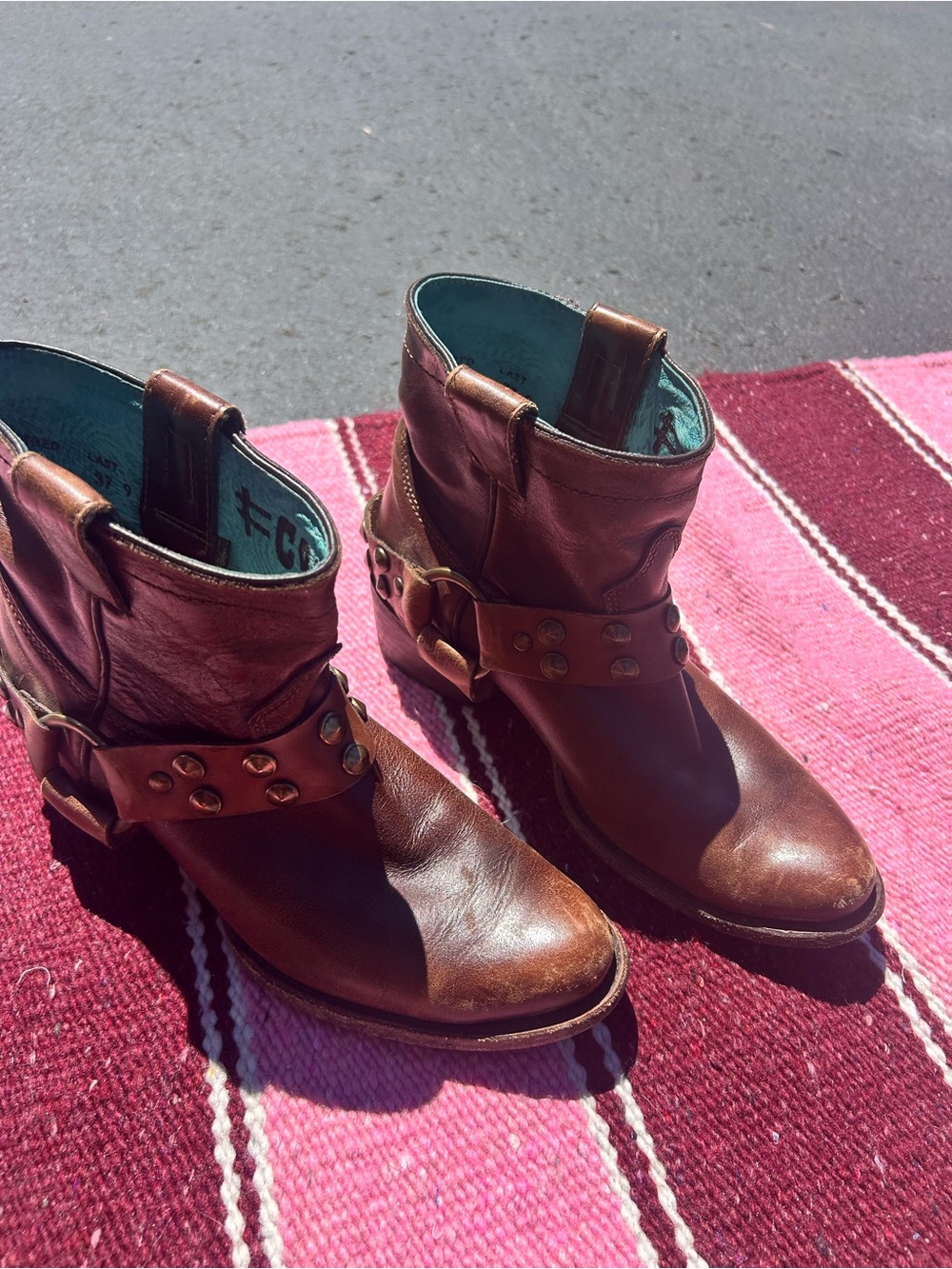 Corral Brown Leather Harness Ankle Boots